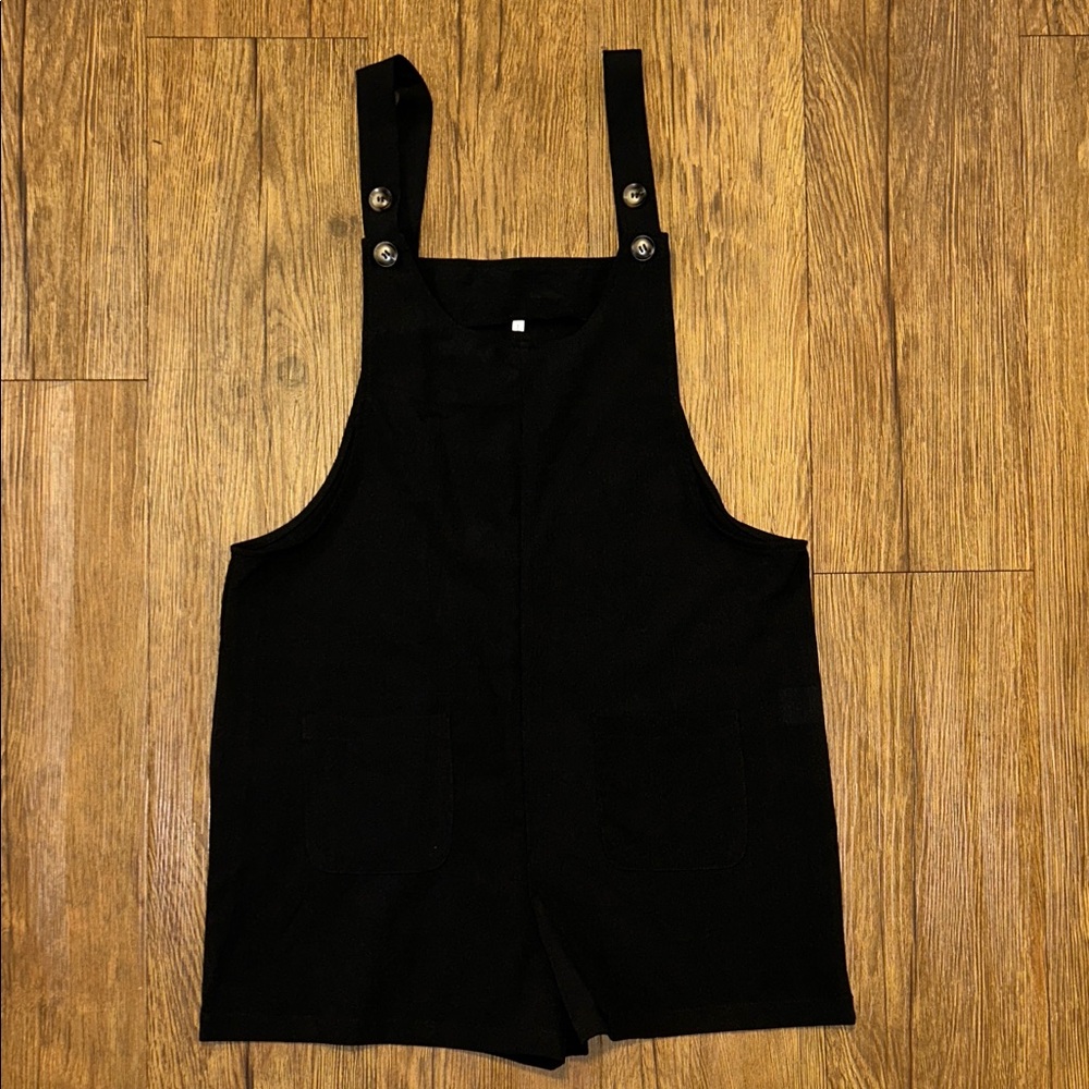 Black Buttoned Overalls
